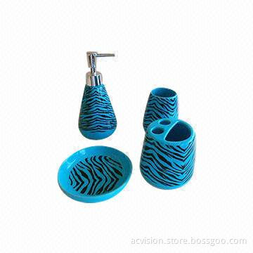 4pcs Blue Bathroom Accessories Set, Suitable or Hotels